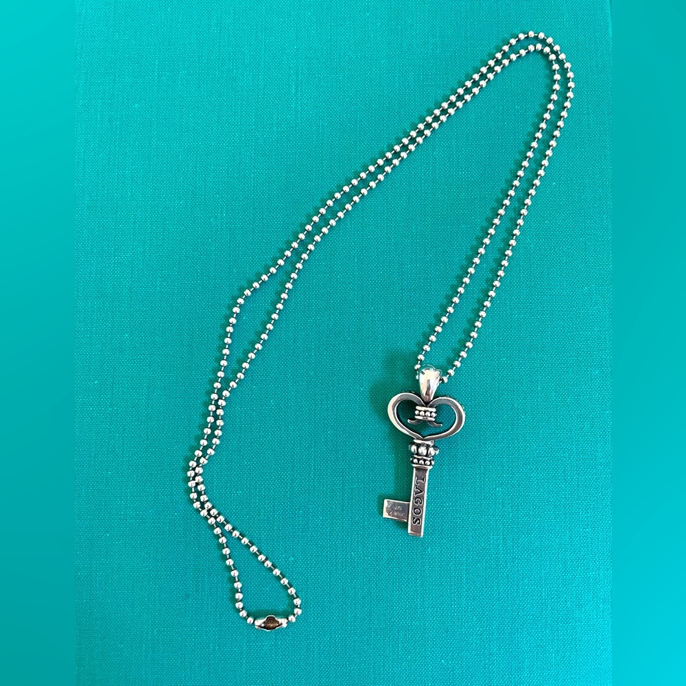 Lagos Signature Caviar Key Pendant Necklace